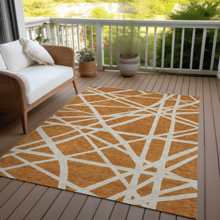 Piper Looms Chantille Geometric ACN1040 Copper Machine Washable Area Rug Outdoor Lifestyle Image Feature