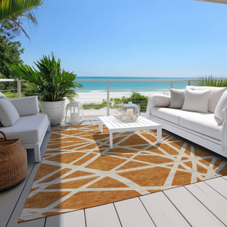 Piper Looms Chantille Geometric ACN1040 Copper Machine Washable Area Rug Outdoor Lifestyle Image Feature