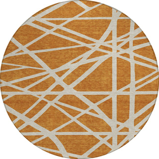 Piper Looms Chantille Geometric ACN1040 Copper Machine Washable Area Rug Round Main Image