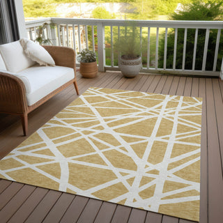 Piper Looms Chantille Geometric ACN1040 Gold Machine Washable Area Rug Outdoor Lifestyle Image Feature