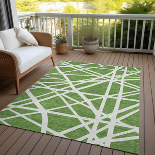 Piper Looms Chantille Geometric ACN1040 Green Machine Washable Area Rug Outdoor Lifestyle Image Feature