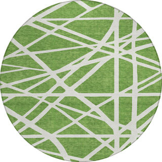 Piper Looms Chantille Geometric ACN1040 Green Machine Washable Area Rug Round Main Image