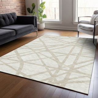 Piper Looms Chantille Geometric ACN1040 Ivory Machine Washable Area Rug Lifestyle Image Feature