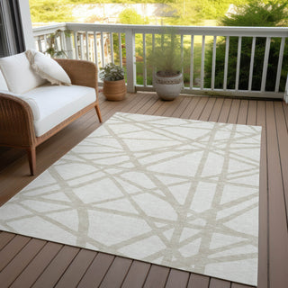 Piper Looms Chantille Geometric ACN1040 Ivory Machine Washable Area Rug Outdoor Lifestyle Image Feature
