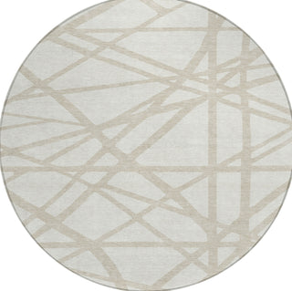 Piper Looms Chantille Geometric ACN1040 Ivory Machine Washable Area Rug Round Main Image