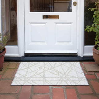 Piper Looms Chantille Geometric ACN1040 Ivory Machine Washable Area Rug Scatter Outdoor Lifestyle Image Feature