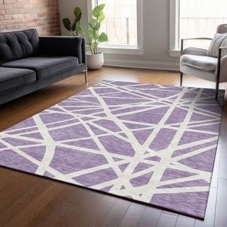 Piper Looms Chantille Geometric ACN1040 Lavender Machine Washable Area Rug Lifestyle Image Feature