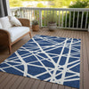 Piper Looms Chantille Geometric ACN1040 Navy Machine Washable Area Rug Outdoor Lifestyle Image Feature