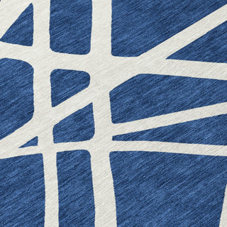 Piper Looms Chantille Geometric ACN1040 Navy Machine Washable Area Rug Swatch Image