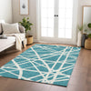 Piper Looms Chantille Geometric ACN1040 Teal Machine Washable Area Rug Lifestyle Image Feature