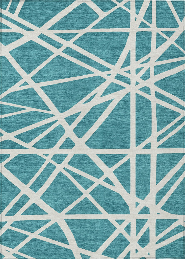 Piper Looms Chantille Geometric ACN1040 Teal Machine Washable Area Rug main image