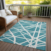 Piper Looms Chantille Geometric ACN1040 Teal Machine Washable Area Rug Outdoor Lifestyle Image Feature