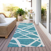 Piper Looms Chantille Geometric ACN1040 Teal Machine Washable Area Rug Runner Outdoor Lifestyle Image Feature