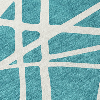 Piper Looms Chantille Geometric ACN1040 Teal Machine Washable Area Rug Swatch Image