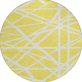 Piper Looms Chantille Geometric ACN1040 Yellow Machine Washable Area Rug Round Main Image