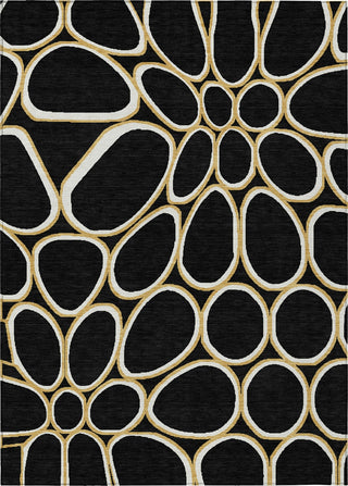 Piper Looms Chantille Circles ACN1041 Black Machine Washable Area Rug main image
