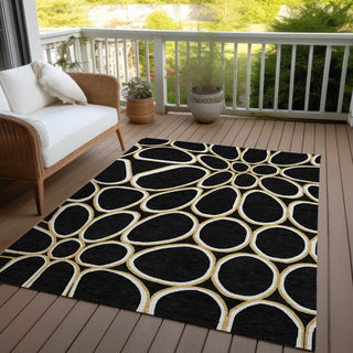 Piper Looms Chantille Circles ACN1041 Black Machine Washable Area Rug Outdoor Lifestyle Image Feature