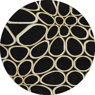 Piper Looms Chantille Circles ACN1041 Black Machine Washable Area Rug Round Main Image