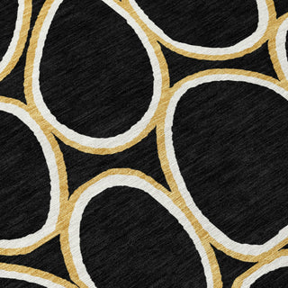 Piper Looms Chantille Circles ACN1041 Black Machine Washable Area Rug Swatch Image