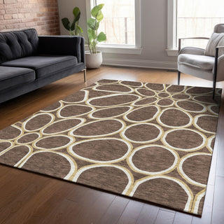Piper Looms Chantille Circles ACN1041 Brown Machine Washable Area Rug Lifestyle Image Feature