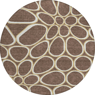 Piper Looms Chantille Circles ACN1041 Brown Machine Washable Area Rug Round Main Image