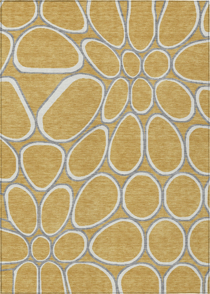 Piper Looms Chantille Circles ACN1041 Gold Machine Washable Area Rug main image