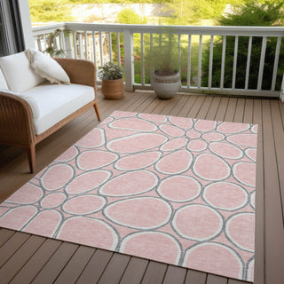 Piper Looms Chantille Circles ACN1041 Pink Machine Washable Area Rug Outdoor Lifestyle Image Feature