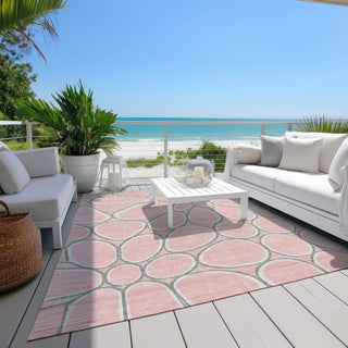 Piper Looms Chantille Circles ACN1041 Pink Machine Washable Area Rug Outdoor Lifestyle Image Feature