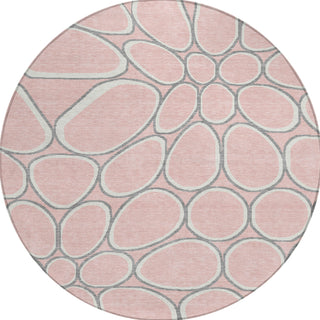 Piper Looms Chantille Circles ACN1041 Pink Machine Washable Area Rug Round Main Image