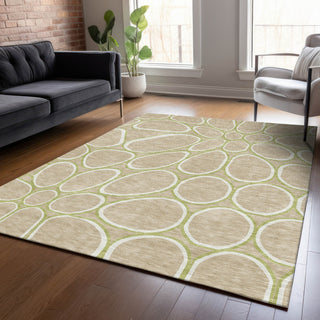 Piper Looms Chantille Circles ACN1041 Tan Machine Washable Area Rug Lifestyle Image Feature