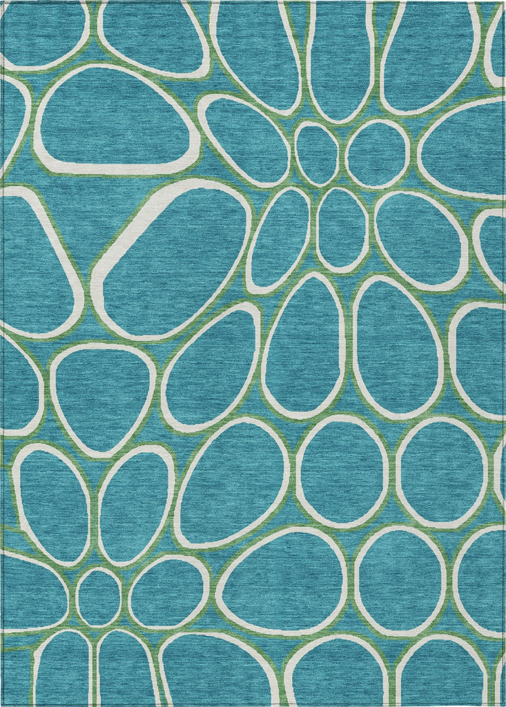 Piper Looms Chantille Circles ACN1041 Teal Machine Washable Area Rug main image