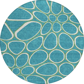 Piper Looms Chantille Circles ACN1041 Teal Machine Washable Area Rug Round Main Image