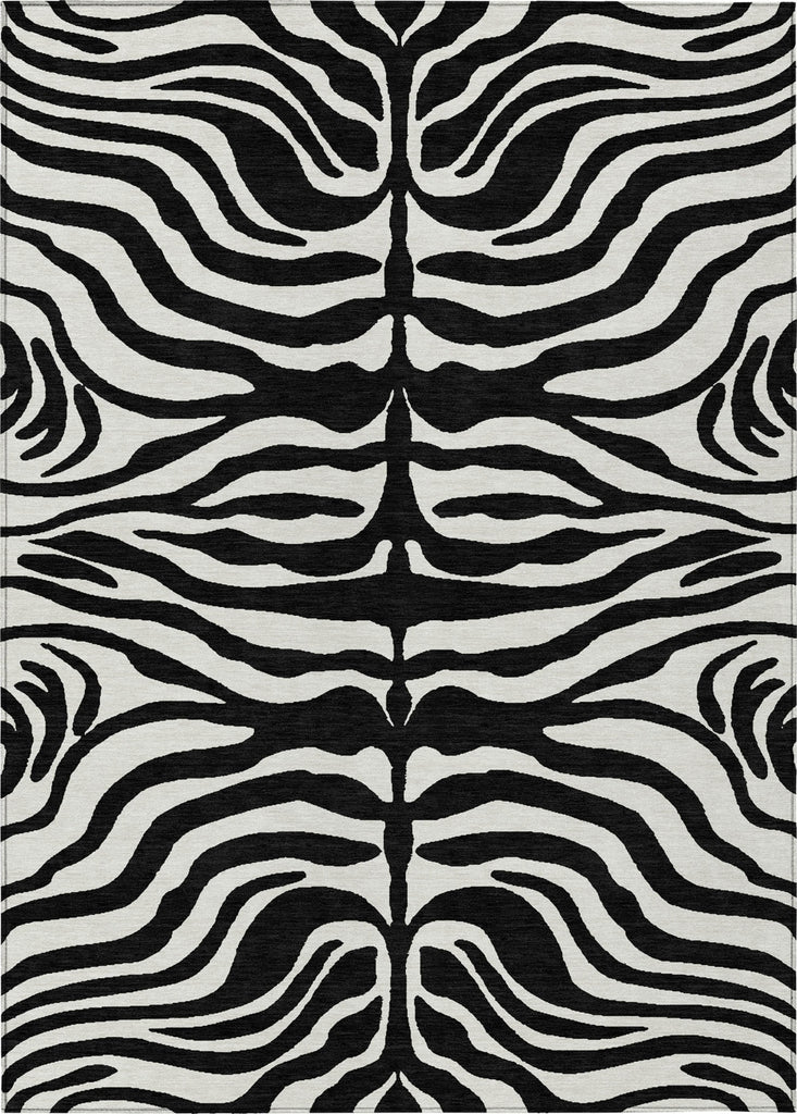 Piper Looms Chantille Animal Print ACN1042 Black Machine Washable Area Rug main image