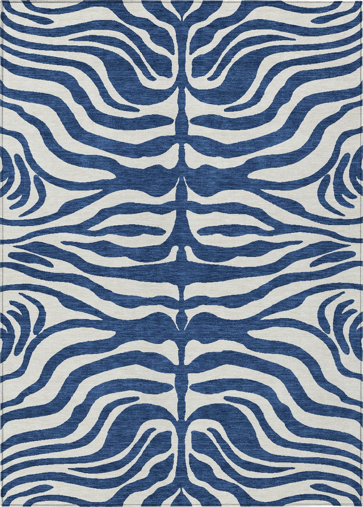 Piper Looms Chantille Animal Print ACN1042 Navy Machine Washable Area Rug main image