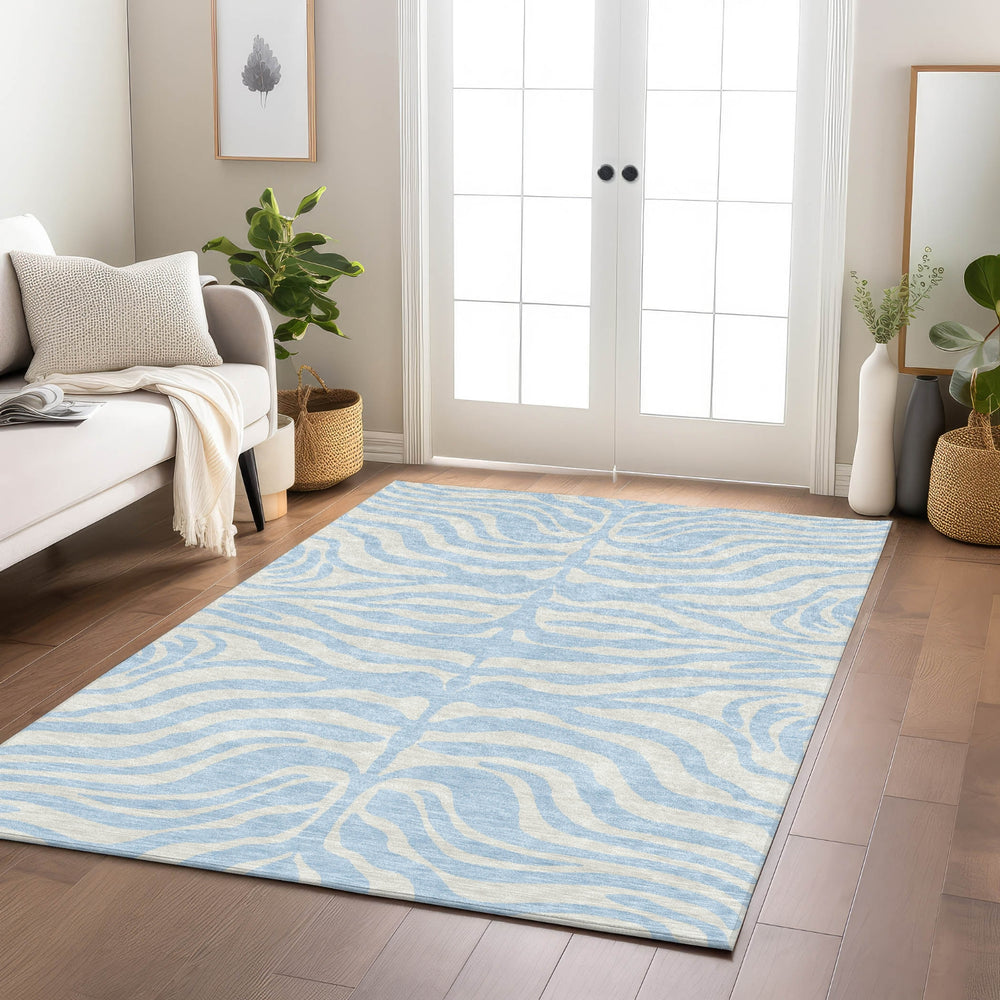 Piper Looms Chantille Animal Print ACN1042 Sky Machine Washable Area Rug Lifestyle Image Feature