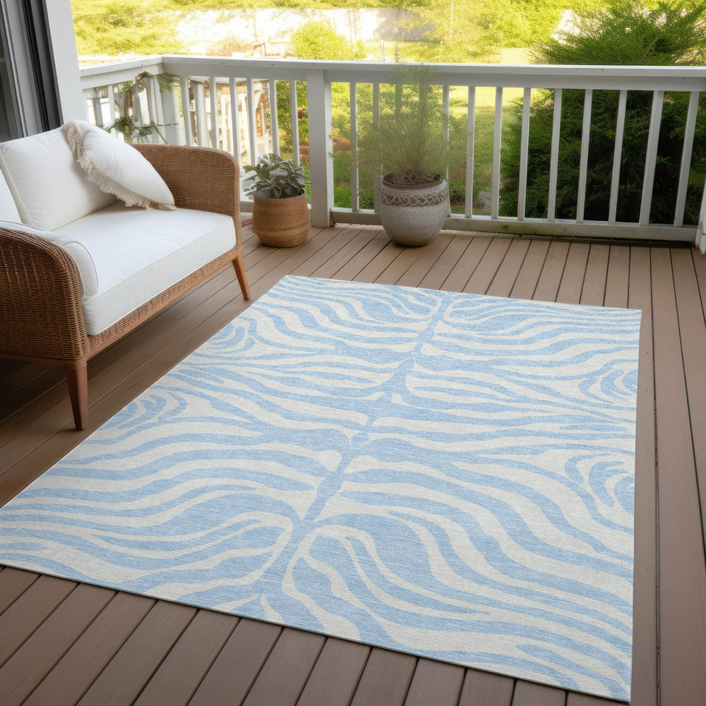 Piper Looms Chantille Animal Print ACN1042 Sky Machine Washable Area Rug Outdoor Lifestyle Image Feature