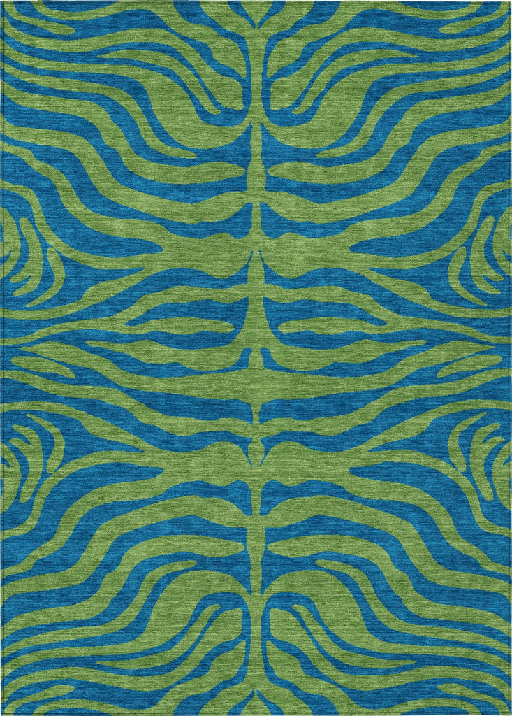 Piper Looms Chantille Animal Print ACN1043 Green Machine Washable Area Rug main image