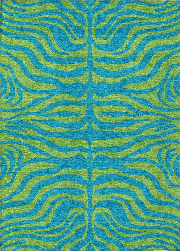 Piper Looms Chantille Animal Print ACN1043 Teal Machine Washable Area Rug main image