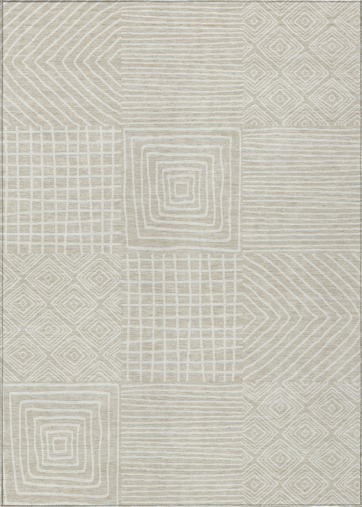 Piper Looms Chantille Geometric ACN1044 Beige Machine Washable Area Rug main image