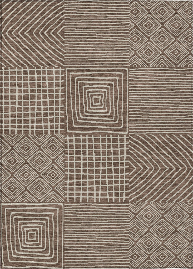 Piper Looms Chantille Geometric ACN1044 Brown Machine Washable Area Rug main image