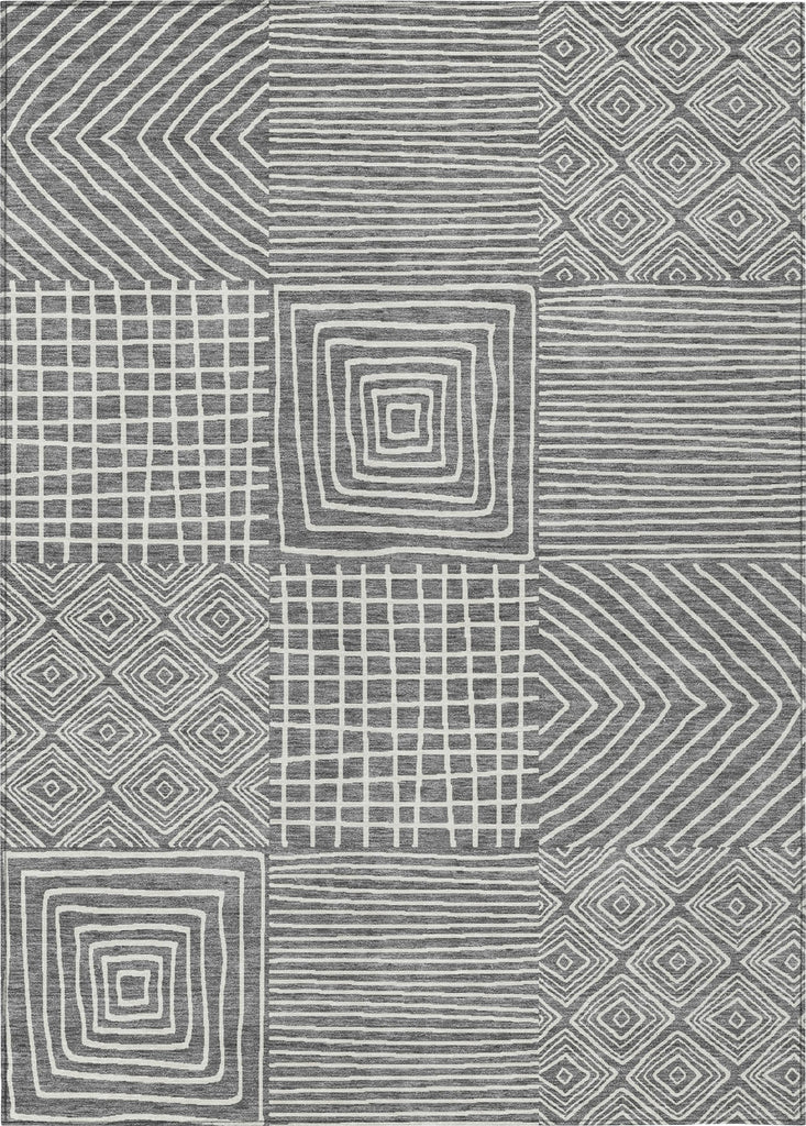 Piper Looms Chantille Geometric ACN1044 Charcoal Machine Washable Area Rug main image