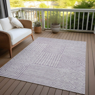 Piper Looms Chantille Geometric ACN1044 Lavender Machine Washable Area Rug Outdoor Lifestyle Image Feature