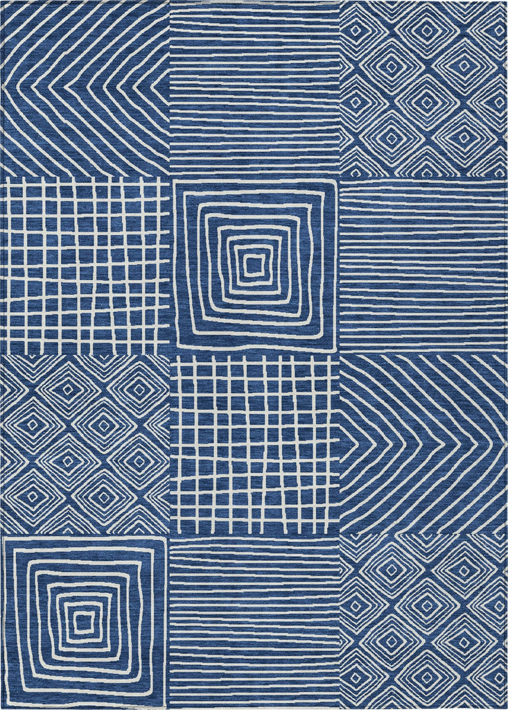 Piper Looms Chantille Geometric ACN1044 Navy Machine Washable Area Rug main image