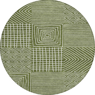 Piper Looms Chantille Geometric ACN1044 Olive Machine Washable Area Rug Round Main Image