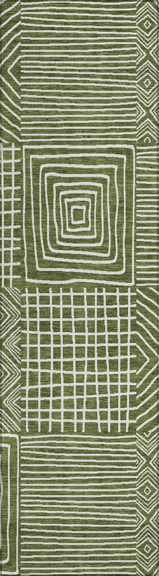 Piper Looms Chantille Geometric ACN1044 Olive Machine Washable Area Rug Runner Main Image