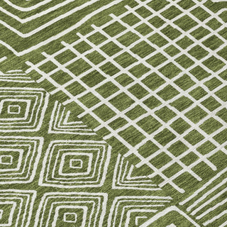 Piper Looms Chantille Geometric ACN1044 Olive Machine Washable Area Rug Swatch Image