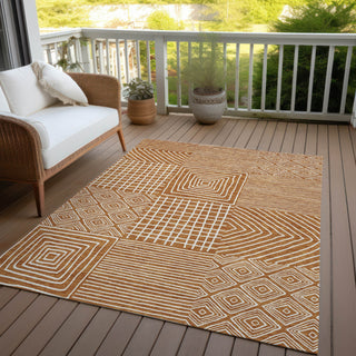 Piper Looms Chantille Geometric ACN1044 Paprika Machine Washable Area Rug Outdoor Lifestyle Image Feature