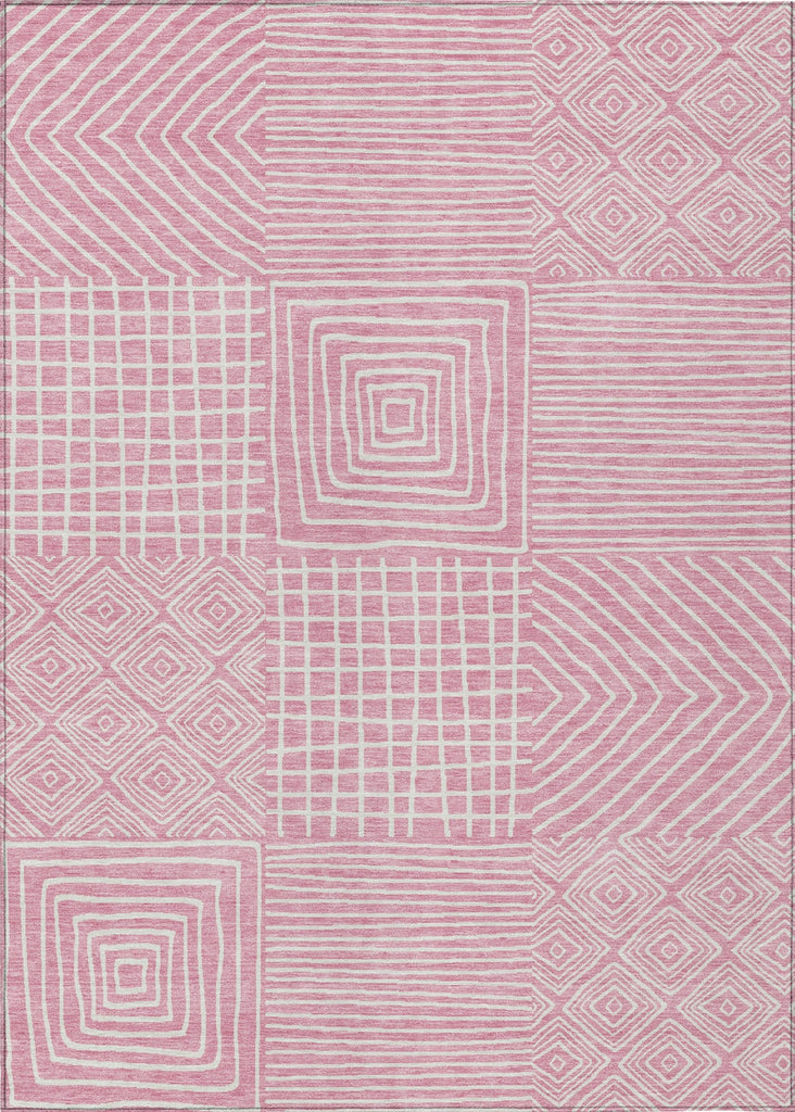 Piper Looms Chantille Geometric ACN1044 Pink Machine Washable Area Rug main image