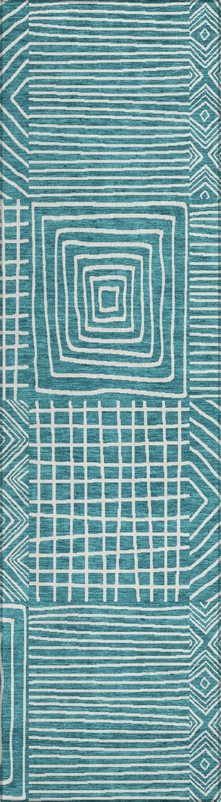 Piper Looms Chantille Geometric ACN1044 Teal Machine Washable Area Rug Runner Main Image