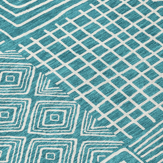 Piper Looms Chantille Geometric ACN1044 Teal Machine Washable Area Rug Swatch Image